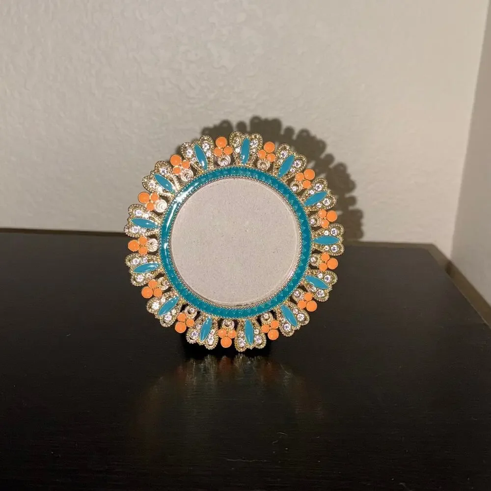 Ornate Papyrus Crystal & Enamel Mini Tabletop Sunburst Frame 3x3